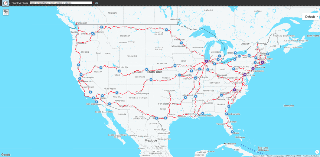 Carte Amtrak.com