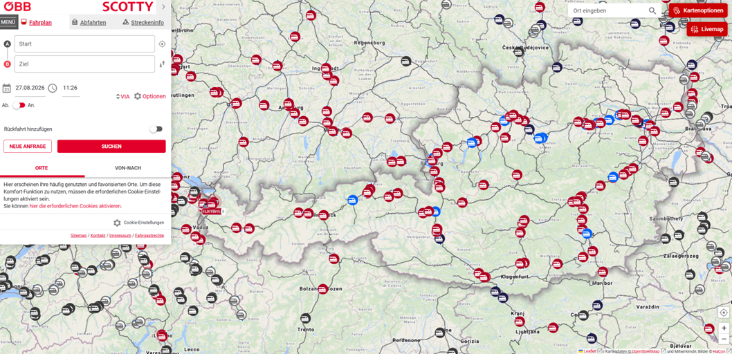Carte Fahrplan.oebb.at