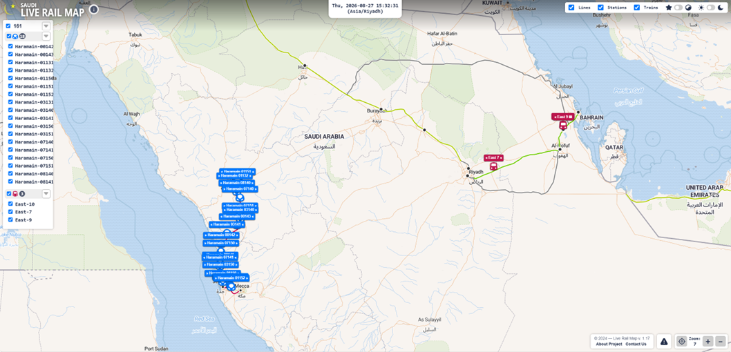 Carte Liverailmap.com/saudi
