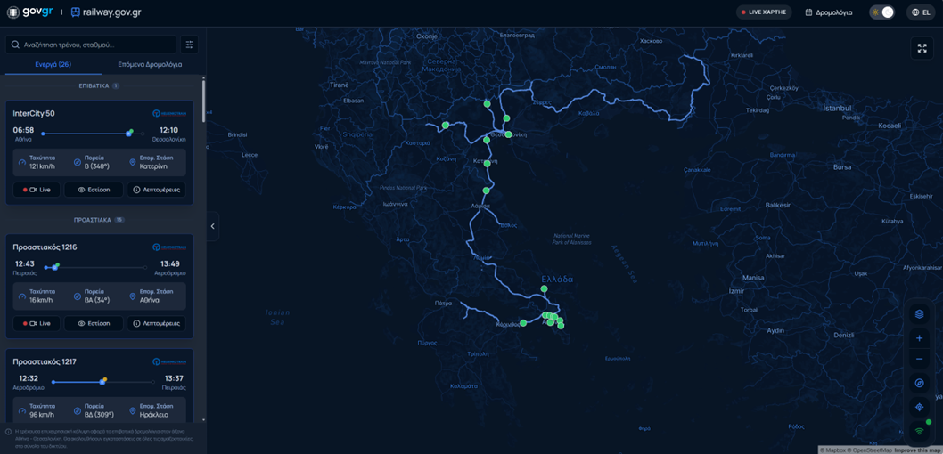 Carte Railway.gov.gr